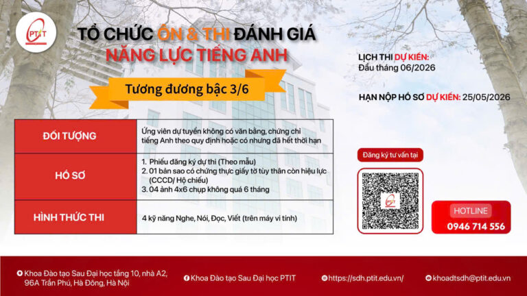 Banner thong bao on tap va thi danh gia nang luc tieng anh dau vao thac si 2026 Hoc vien NEW8808