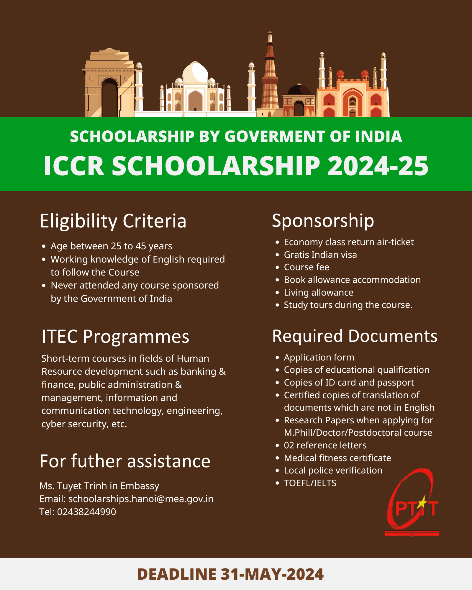 SCHOOLARSHIP BY GOVERMENT OF INDIA ICCR Schoolarship 2024-25.png