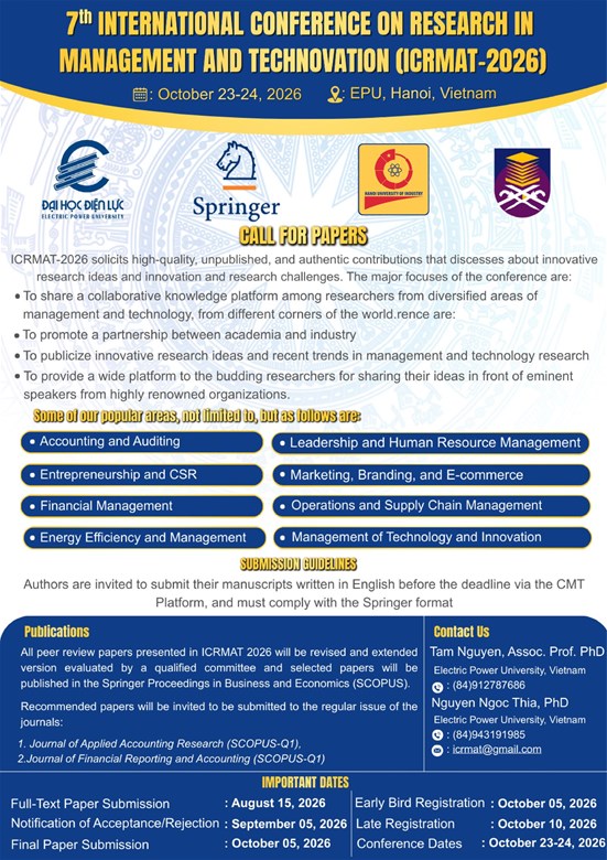 THÔNG BÁO MỜI VIẾT BÀI THAM DỰ HỘI THẢO Trang chủ NEW88 Đăng ký tài khoản mới QUỐC TẾ ICRMAT 2026
