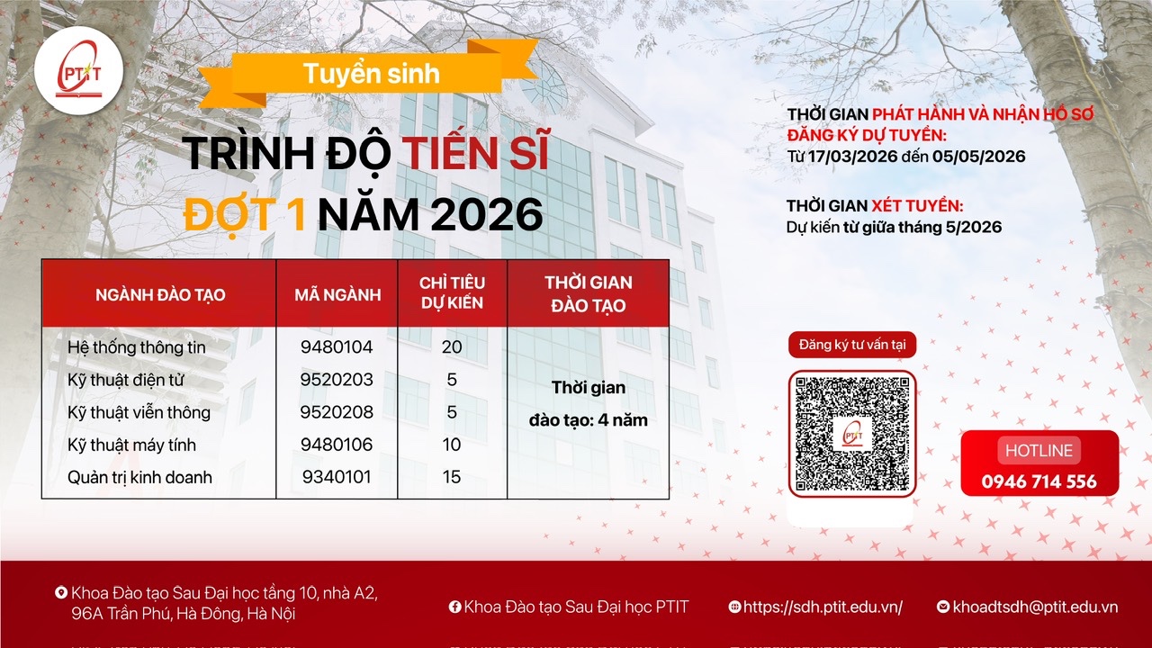 Thông báo New8882 giải trí trực tuyến trình độ Tiến sĩ đợt 1 năm 2026